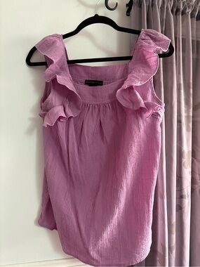 Design History Mauve Ruffle Sleeve Women’s Top
